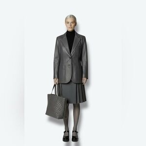 Etienne Aigner Charcoal Leather Blazer